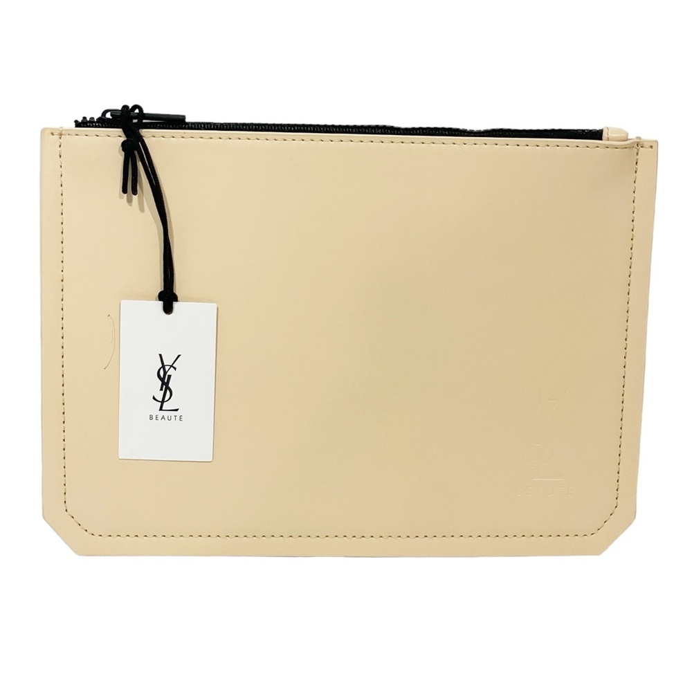 Yves Saint Laurent Beaute YSL Beige Makeup Bag Pouch Case Clutch Envelope NEW